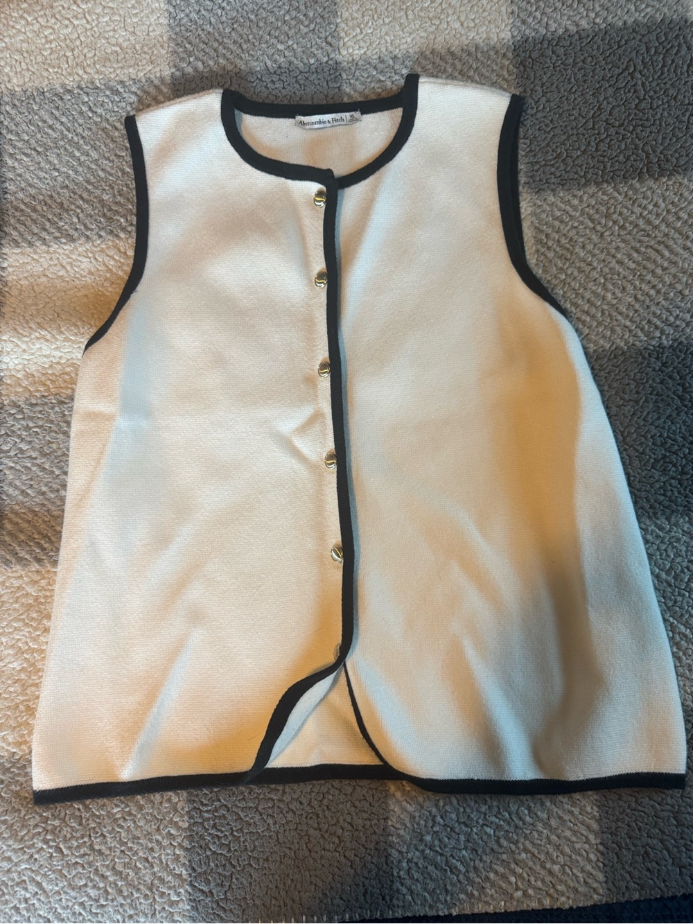 Abercrombie & Fitch Cream Sleeveless Vest with Black Trim